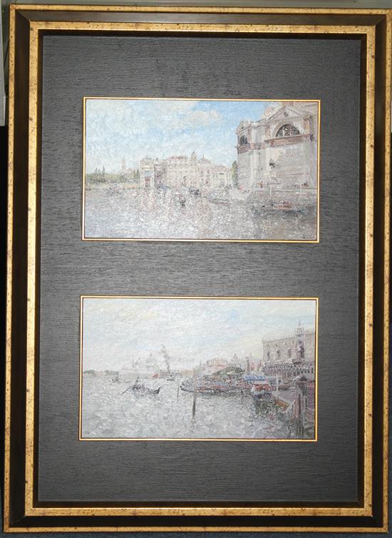 Jose Luis Checa Galindo (Spanish, b.1950) Views of Venice, 6.25 x 10.5in., framed as one